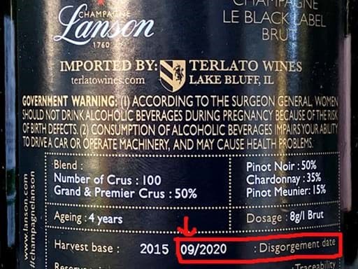 Disgorgement trên nhãn chai rượu vang có ý nghĩa gì?  Disgorgement trên nhãn chai rượu vang có ý nghĩa gì?