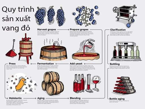 Quy trình sản xuất rượu vang đỏ  Quy trình sản xuất rượu vang đỏ