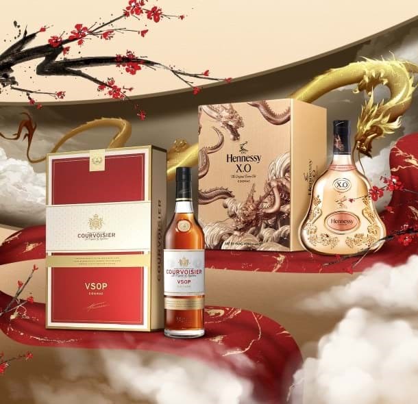 Bo suu tap hop qua ruou tet 2024 Cognac