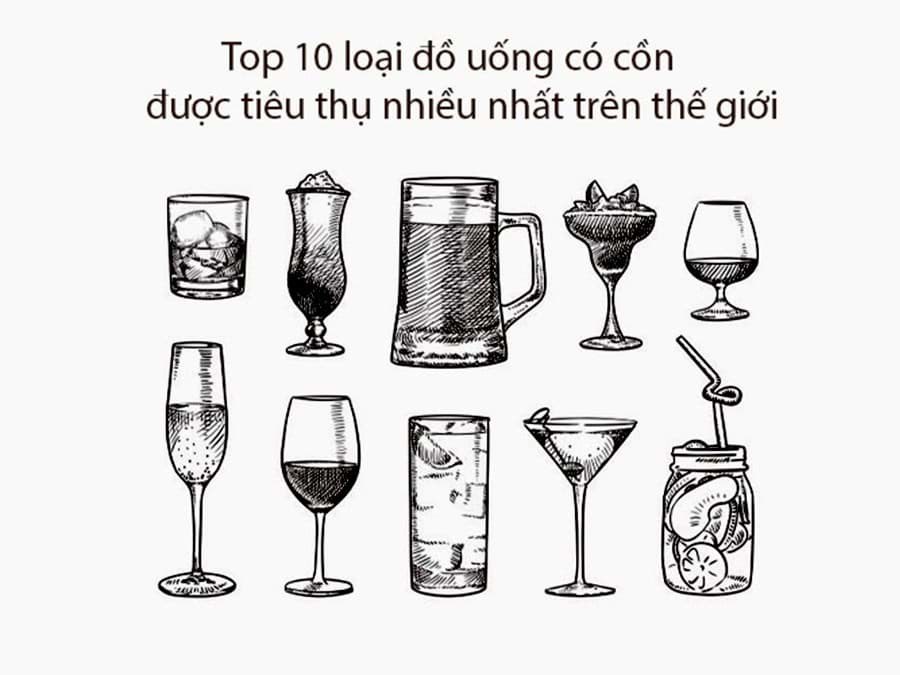  Top 10 loại đồ uống có cồn được tiêu thụ nhiều nhất trên toàn thế giới