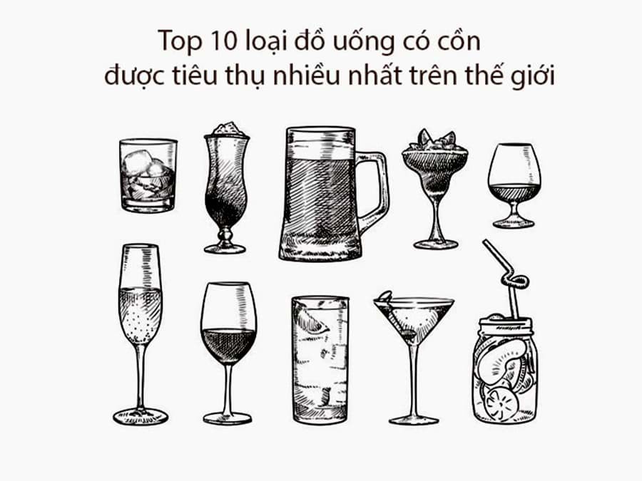 Top 10 loại đồ uống có cồn được tiêu thụ nhiều nhất trên toàn thế giới Top 10 loại đồ uống có cồn được tiêu thụ nhiều nhất trên toàn thế giới