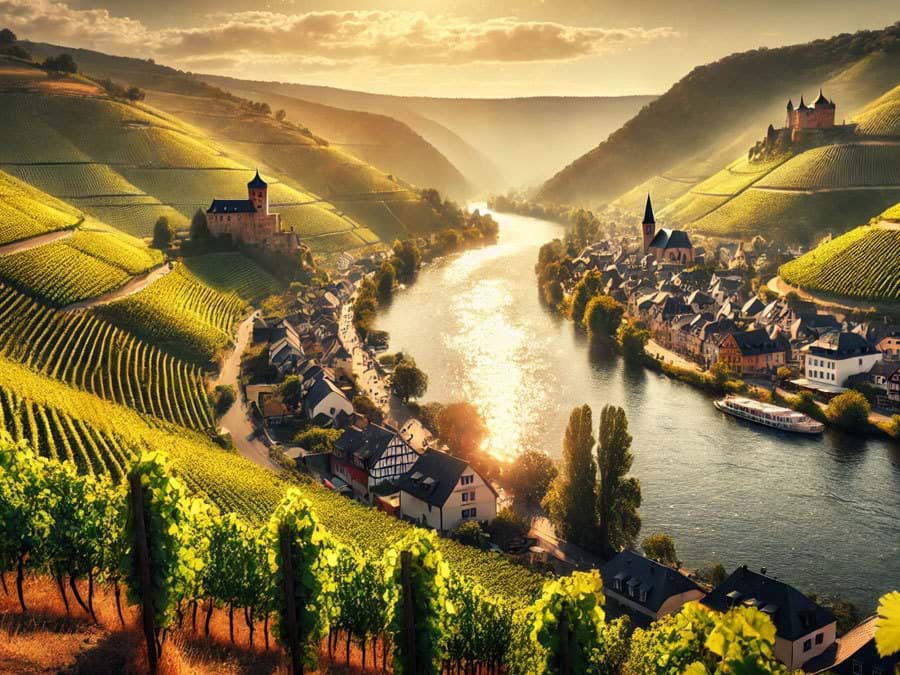 Thung lũng Mosel - vùng sản xuất rượu Riesling của Đức Thung lũng Mosel - vùng sản xuất rượu Riesling của Đức