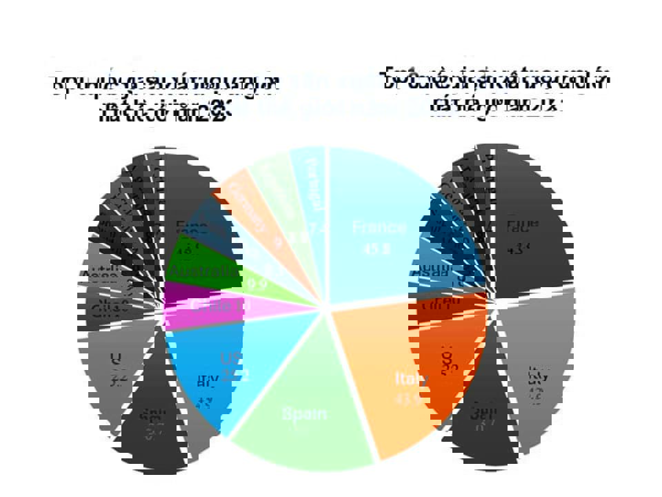 Top 10 quốc gia sản xuất rượu vang lớn nhất thế giới năm 2023