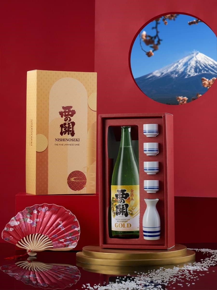 Sake Nishino Seki Gold Leaf 1.8L - Hộp quà tết 2025