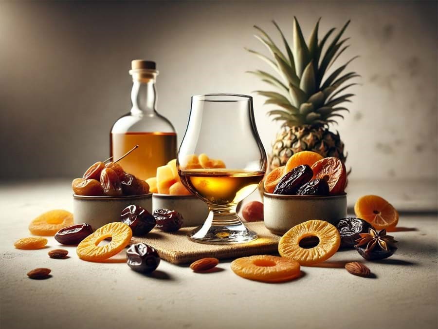 Sự kết hợp rượu whisky với trái cây sấy 