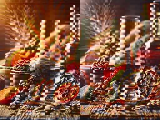 Rượu whisky kết hợp với trái cây sấy và hạt 