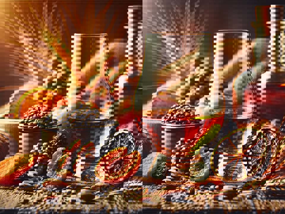 Rượu whisky kết hợp với trái cây sấy và hạt 