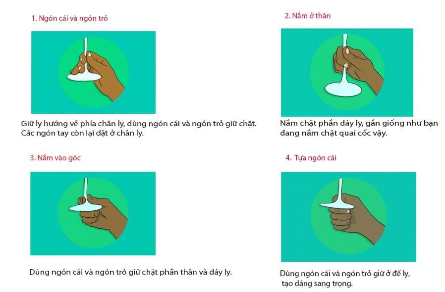 Cách cầm ly vang có chân 