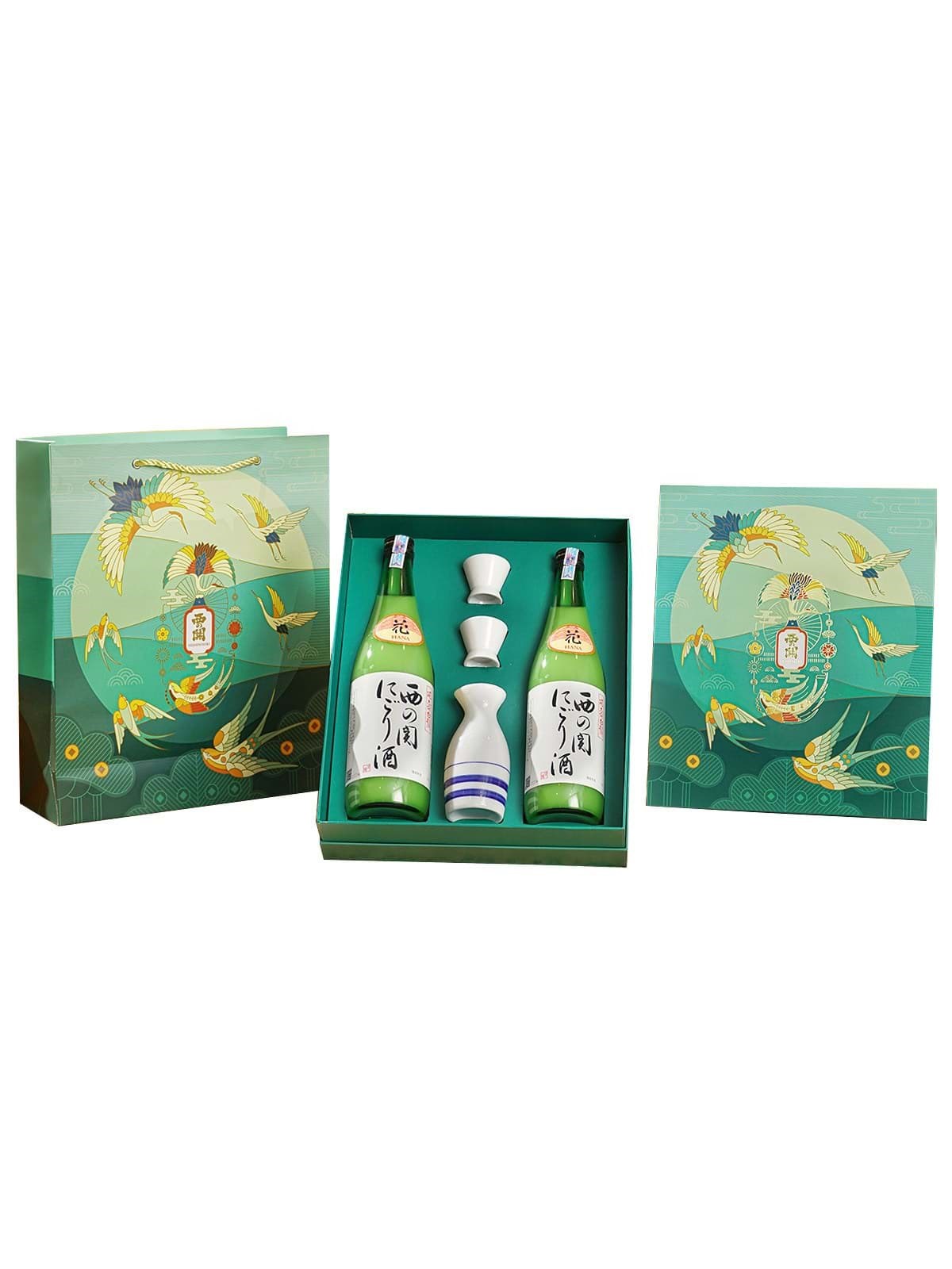 Sake Nishinoseki Nigori - Hộp quà con Hạc Xanh 