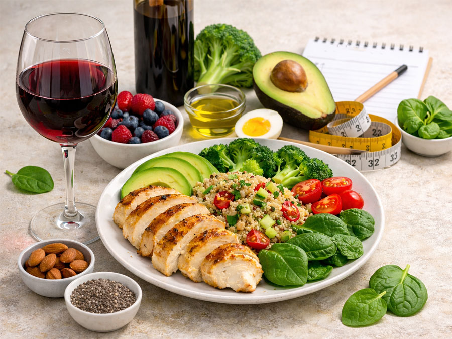 Rượu vang và chế độ ăn kiêng 