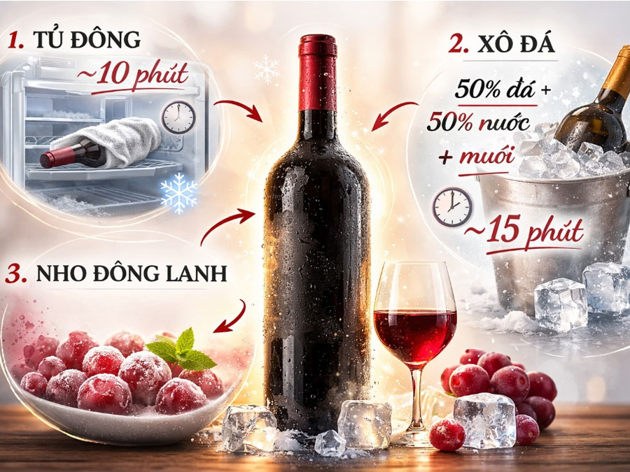 Cách làm lạnh vang nhanh chóng