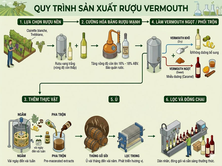 Rượu Vermouth được sản xuất như thế nào? 