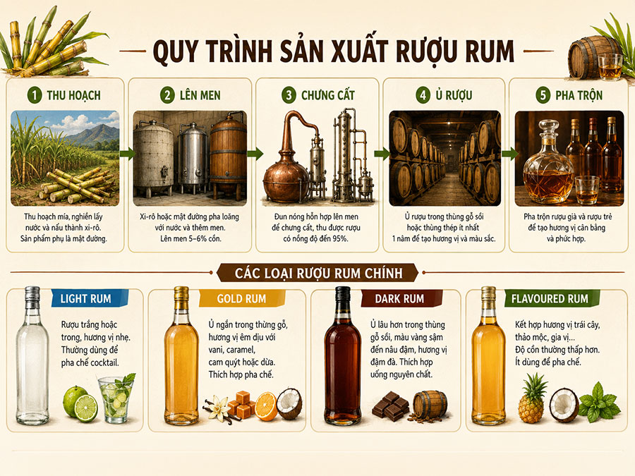 Quy trình sản xuất rượu Rum