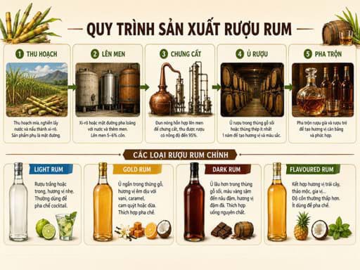 Quy trình sản xuất rượu Rum
