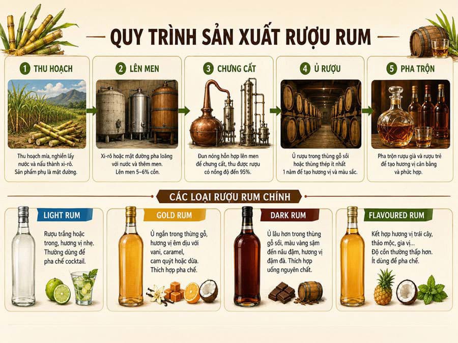 Quy trình sản xuất rượu Rum Quy trình sản xuất rượu Rum