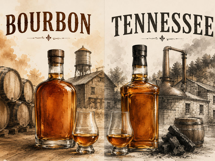 Sự khác nhau giữa rượu Bourbon và Tennessee Whisky