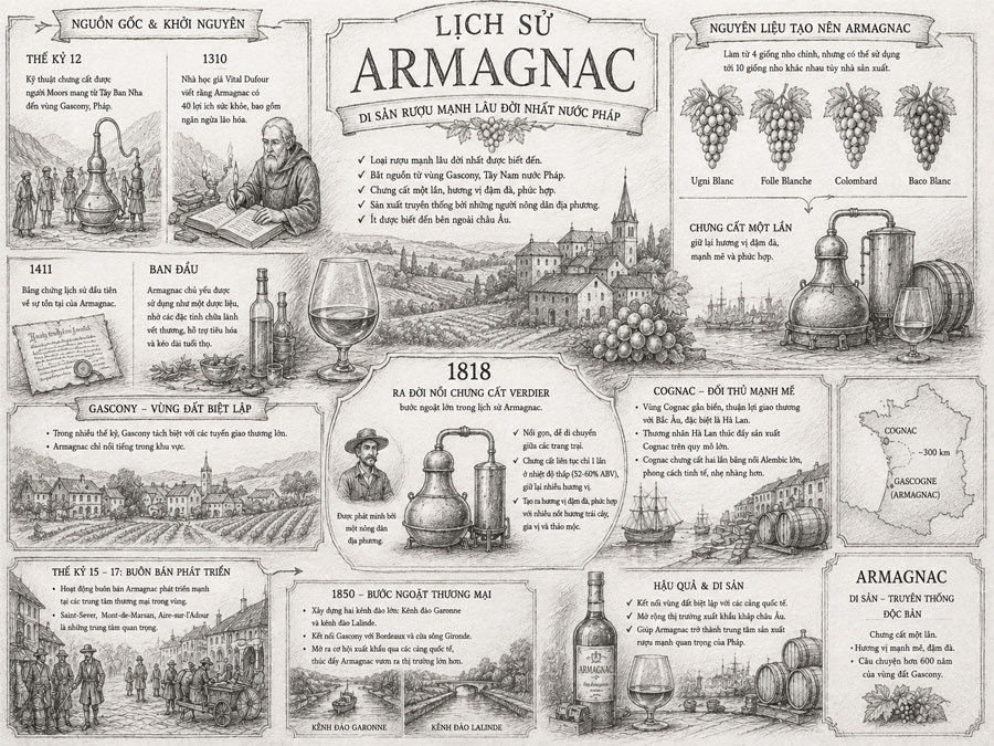 Lịch sử sản xuất rượu Armagnac 