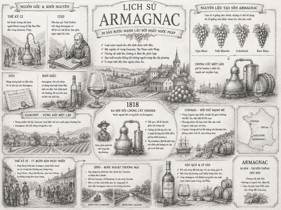 Lịch sử sản xuất rượu Armagnac Lịch sử sản xuất rượu Armagnac
