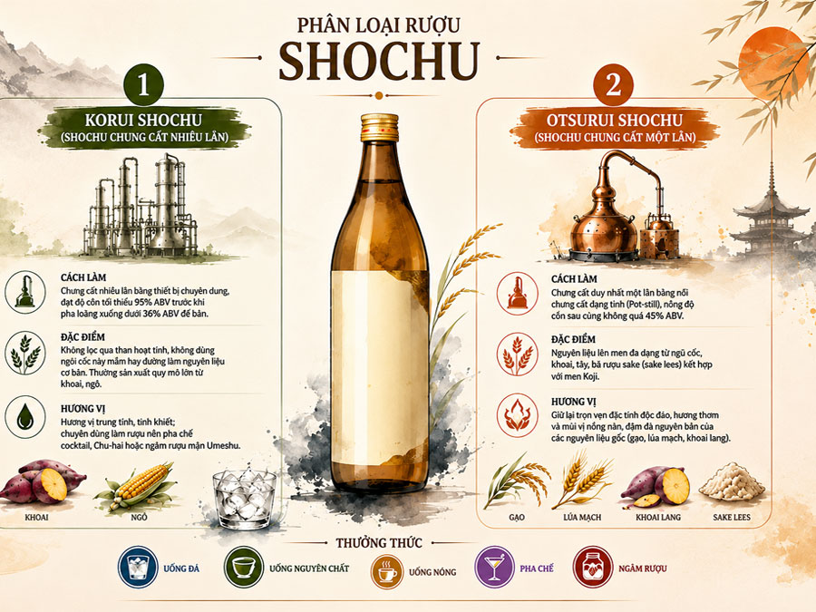 Phân loại rượu Shochu 