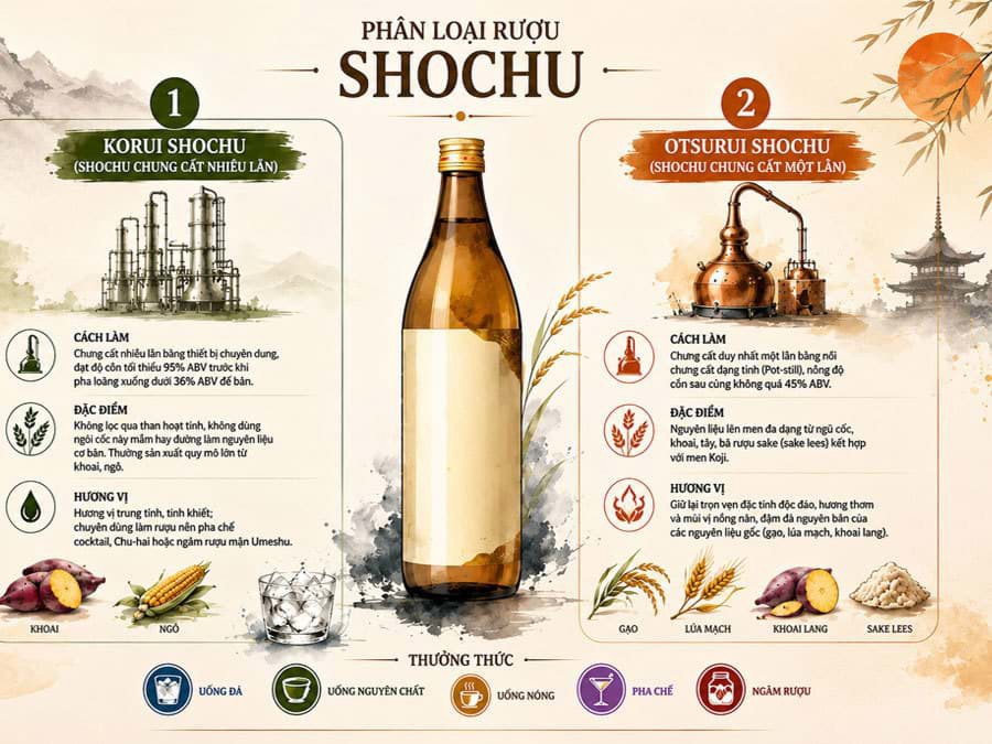 Phân loại rượu Shochu Phân loại rượu Shochu