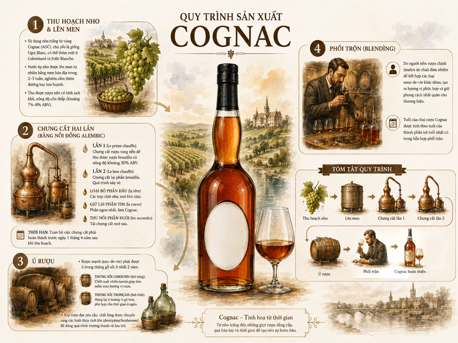 Quy trình sản xuất rượu Cognac 
