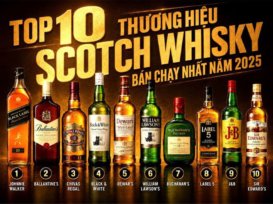 Top 10 thương hiệu Scotch whisky bán chạy nhất năm 2025 Top 10 thương hiệu Scotch whisky bán chạy nhất năm 2025