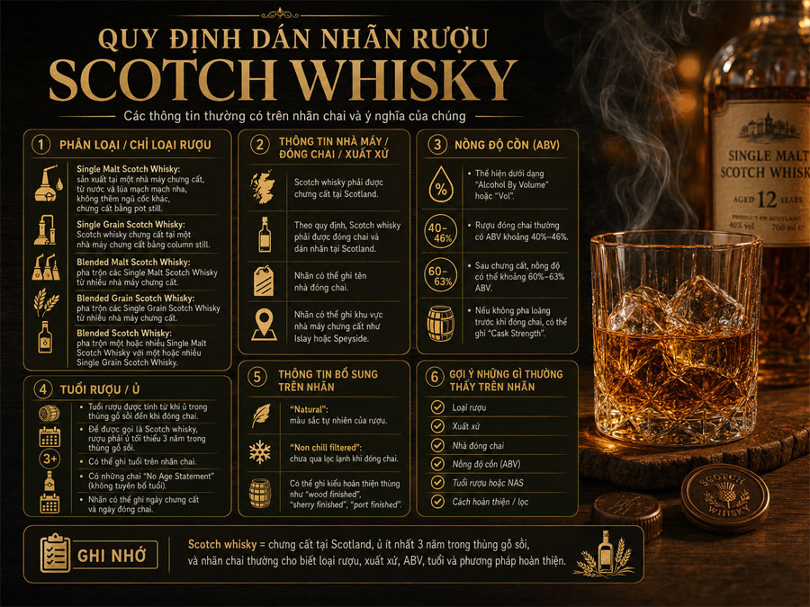 Tiêu chuẩn dán nhãn chai rượu Scotch whisky