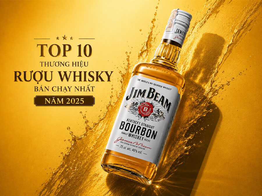 Top 10 thương hiệu rượu whisky bán chạy nhất năm 2025 