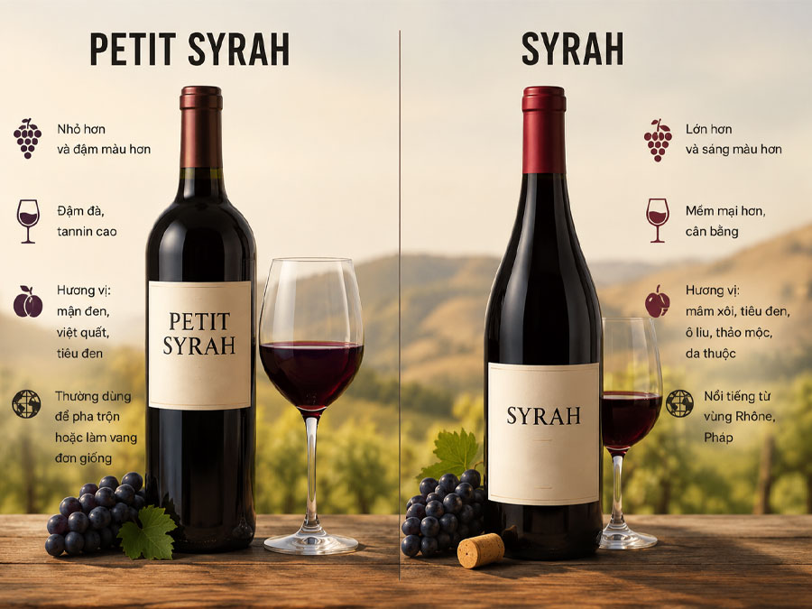 Sự khác nhau giữa Syrah và Petit Syrah