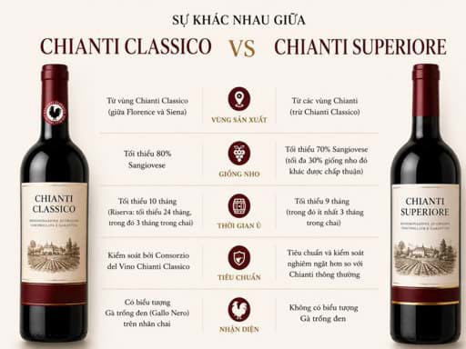  khác biệt giữa phân loại Chianti Classico và Chianti Superiore
