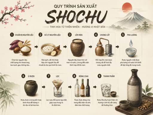 Quy trình sản xuất rượu Shochu 