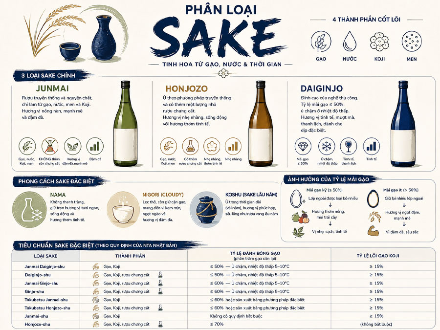 Các loại rượu Sake 