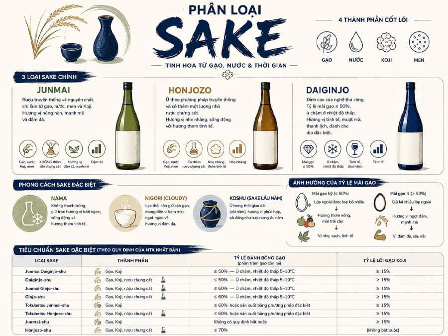 Các loại rượu Sake Các loại rượu Sake