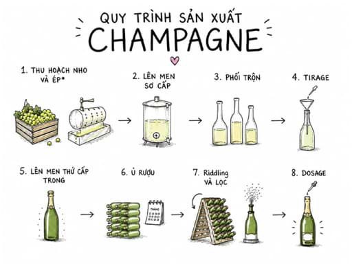 Quy trình sản xuất rượu Champagne 