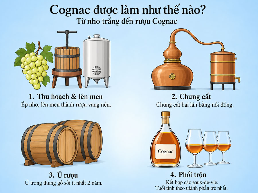Quá trình sản xuất rượu Cognac 