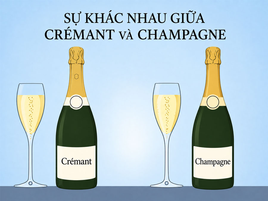 Sự khác nhau giữa Champagne và vang sủi Cremant 