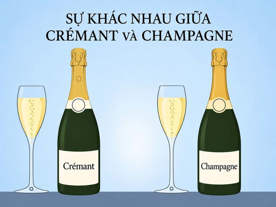 Sự khác nhau giữa Champagne và vang sủi Cremant Sự khác nhau giữa Champagne và vang sủi Cremant