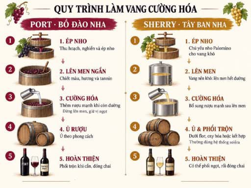 Quy trình sản xuất vang cường hóa