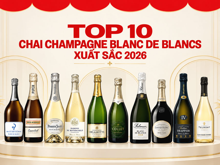 Top 10 chai Champagne Blanc de Blancs xuất sắc 2026 Top 10 chai Champagne Blanc de Blancs xuất sắc 2026