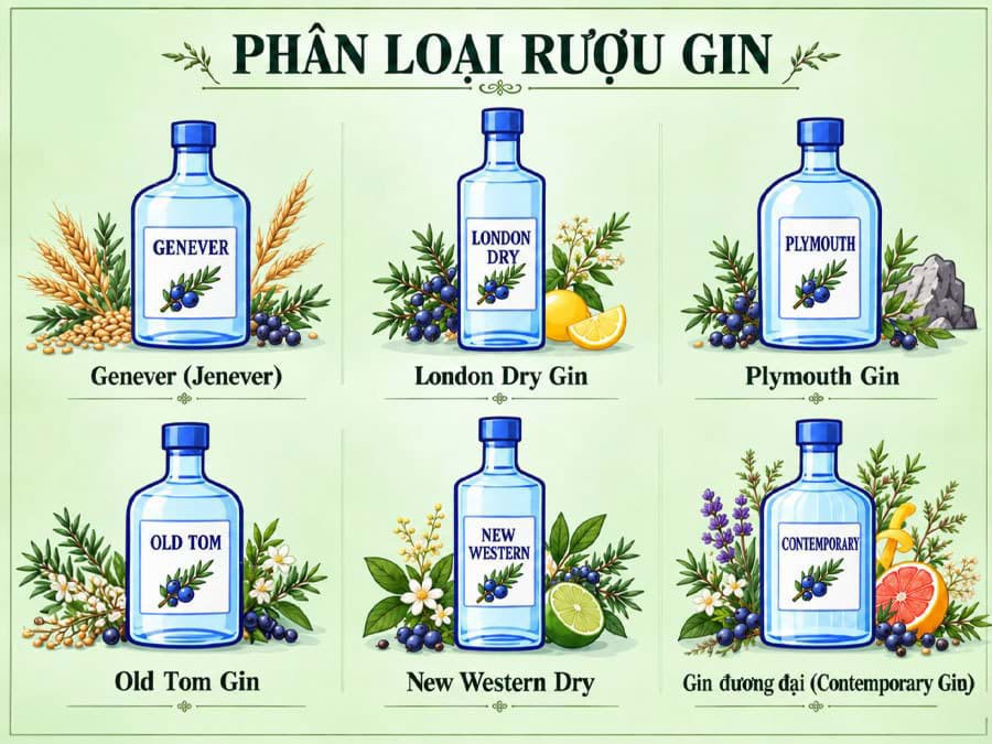 Phân loại rượu Gin Phân loại rượu Gin