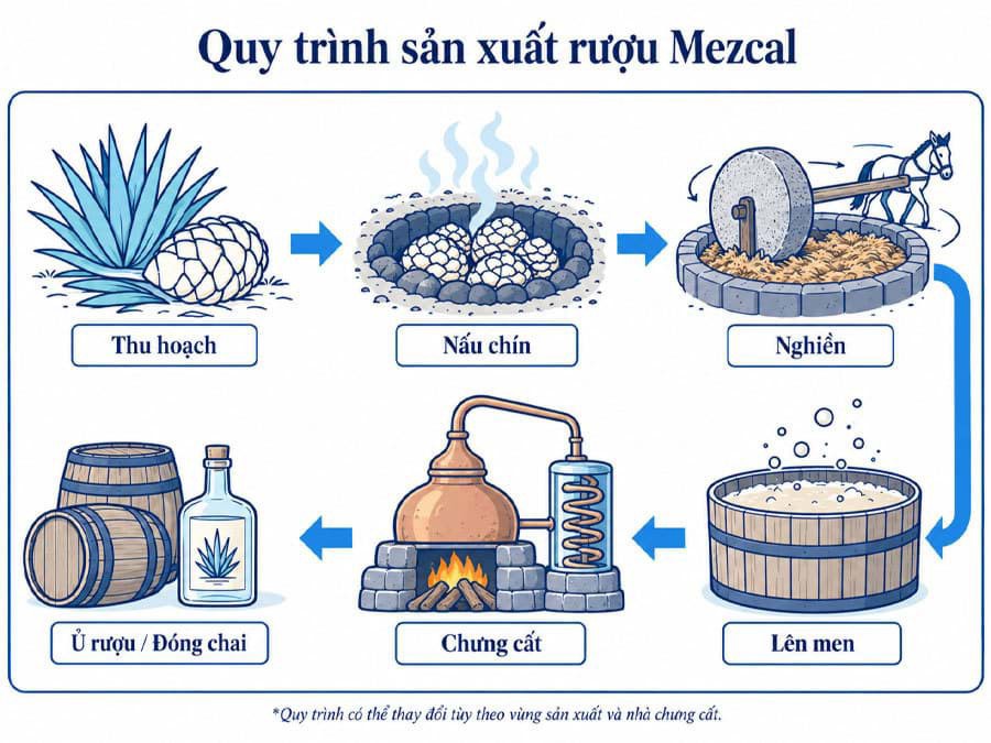 Quy trình sản xuất rượu Mezcal Quy trình sản xuất rượu Mezcal