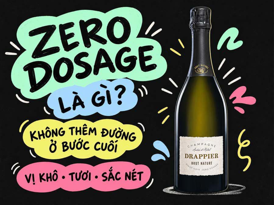 Thuật ngữ "zero dosage" trên nhãn chai vang Thuật ngữ "zero dosage" trên nhãn chai vang