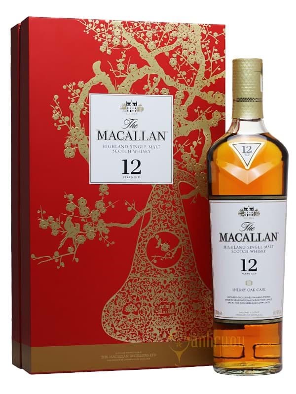 Macallan 12 Năm Sherry Oak Hộp Qua Rượu Tết Sanh Rượu Wine Spirits